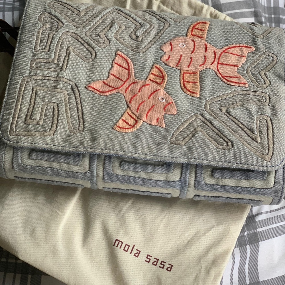 Mola Sasa denim envelope clutch